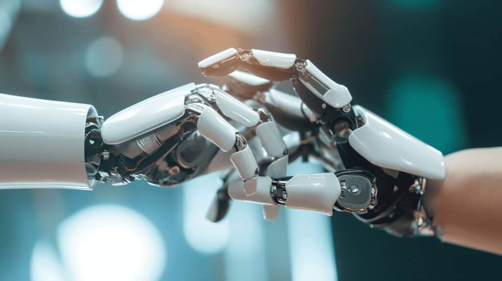 manos robots entrelazadas