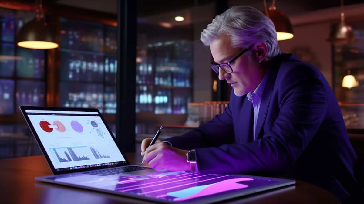 hombre utilizando lápiz digital sobre pantallas